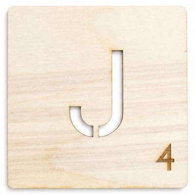 Houten wanddecoratie - Wooden wall decoration | Lettertegel “J” | 11cm | Licht hout - Natural wood | Muurdecoratie - Wall art - Woordfeud - Wordfeud - Letterspel - Scrabble letter - Naamblokjes - Letterblokken - Tile