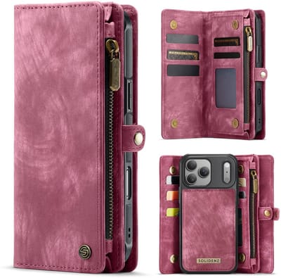 Solidenz Hoesje - Geschikt voor Apple iPhone 17 Pro - Urban Wallet - Rood