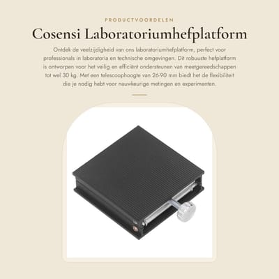 Dailygoods- Laboratoriumhefplatform max. 30 kg - Aluminiumlegering - Telescoophoogte 26-90 mm - Geschikt voor meetgereedschappen - Standaardkwaliteit - Veiligheidsprestaties - Hefbrug