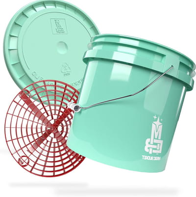 Wasemmer Set - Auto Poets Emmer - Autolak Beschermen - Met Vuilzeef Inzet - 13 Liter Capaciteit - Mint Rood