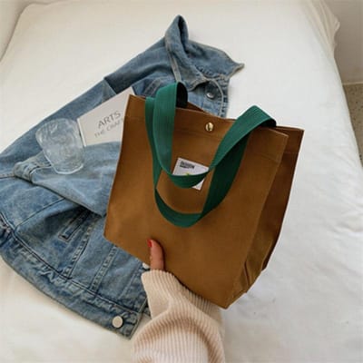 Dameshandtas Effen Kleur Veelzijdige Canvas Tas Grote Capaciteit Voor Werk Kleine Schoudertas Casual Handgedragen Stoffen Tas 21*12*21cm bruin