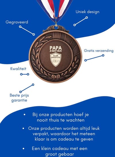 Akyol - papa je bent mijn aller grootste held medaille bronskleuring - Papa - familie - cadeau