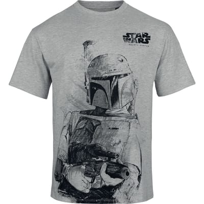 Star Wars - Disney T-shirt - Bounty Hunter - S tot XXL - voor Mannen - lichtgrijs gemêleerd