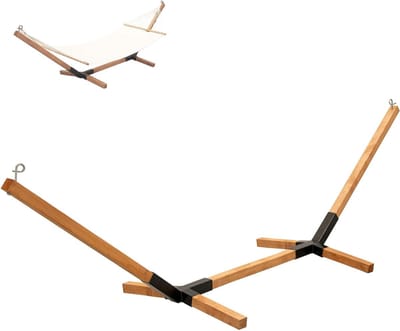 Hangmat standaard - Houten frame - Ontspannen in tuin - Snelle montage zonder gereedschap - 3.2 x 0.85 meter