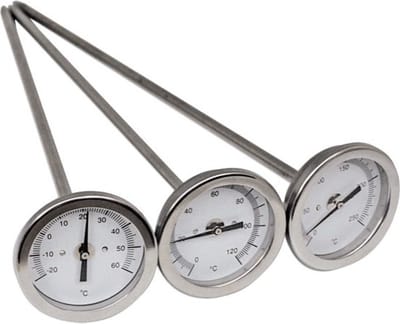 ETI - Insteek Thermometer - Ø50 mm - -20 tot +60 °C - Ø6.35 x 300mm volledig RVS - Bimetaal Wijzerthermometer - Industrie - Asfalt, Teer, Zware Materialen