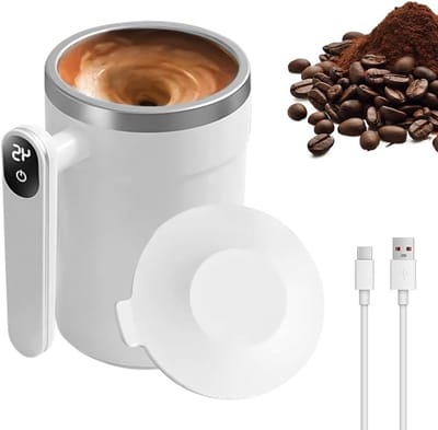 Automatische roermok 400 ml met temperatuurweergave, ideaal voor koffie, melk en warme chocolademelk, magnetische roerfunctie