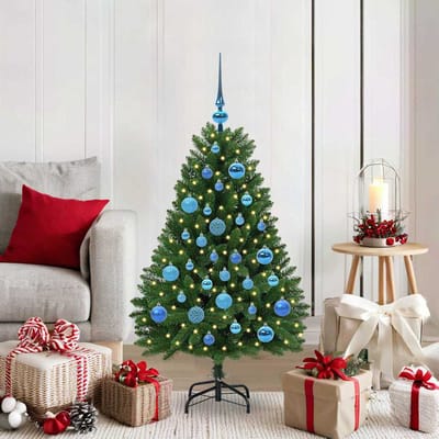 vidaXL - Kunstkerstboom - 120 - cm - 150 - LED's - Warmwit - PVC - en - Staal - Groen