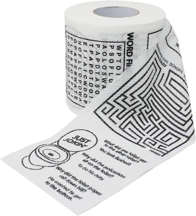 Toiletpapier Rol - Badkamer Tissue - Hilarisch Cadeau - Met Spelletjes - 300 Vellen - Wit