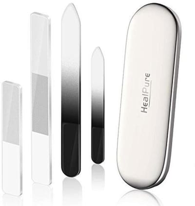 Dubbelzijdige Glazen Nagelvijlen en Buffers - 4 Stuks Professionele Set voor Natuurlijke en Kunstnagels