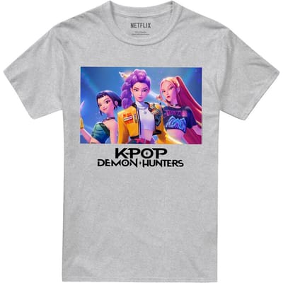 K-Pop Demon Hunters Unisex Adult Huntr/X T-shirt (Heide Grijs)