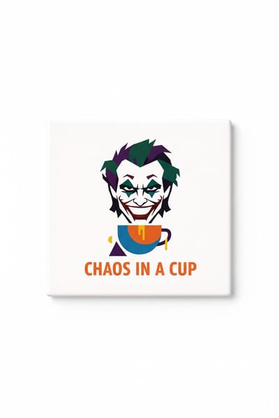 Grappige Chaos in a Cup Keramische Tegel – Griezelige Clown Koffie Design Decoratieve Cadeau Tegel voor Dark Humor Liefhebbers