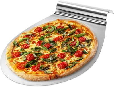 Thijox - Pizzaschep van Roestvrij Staal - Taartplateau met Verzonken Handgreep - Professionele Pizzaschuiver voor Pizza's en Taarten tot Ø 26 cm - Zil