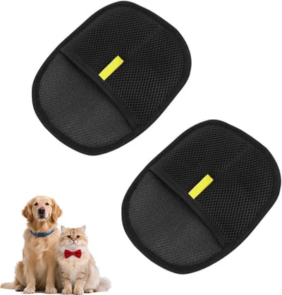 2-Delige Dierenhaar Verwijderhandschoenen – Pet Grooming Gloves – Herbruikbaar & Wasbaar – Zwart – Voor Katten, Honden, Meubels, Kleding & Auto