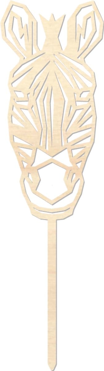 Houten caketopper / taarttopper - Zebra - Taart / Cake topper op bestelling gemaakt