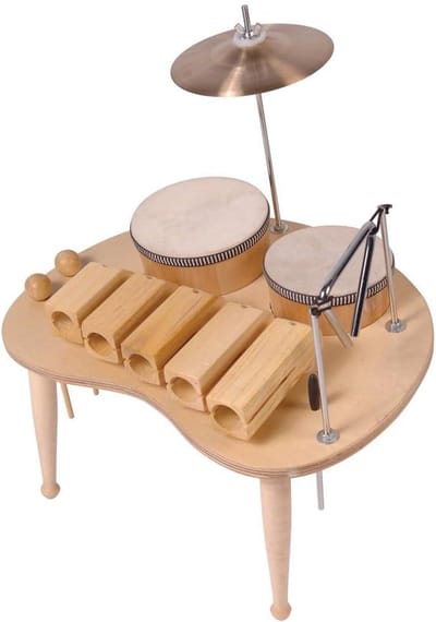 Muziektafel Hout - Percussie Tafel - Muziek Maken - 5 Klanksoorten - 41x33cm - Natuurlijk
