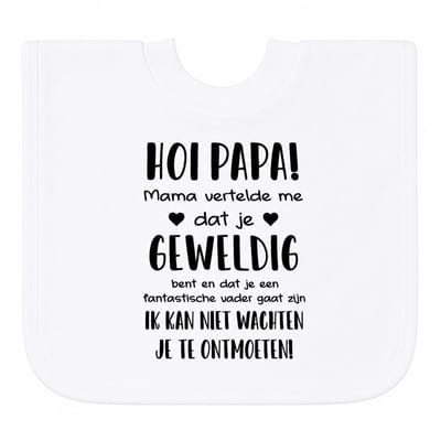 Baby slabbetje cadeau tekst zwangerschap aankondiging papa geboorte Kraamcadeau eerste vaderdag bekendmaking voor de liefste allerliefste aanstaande vader moeder ouders