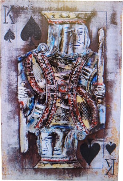 Metalen schilderij schoppenkoning - kaarspel - 80x60 cm exclusief muurdecoratie