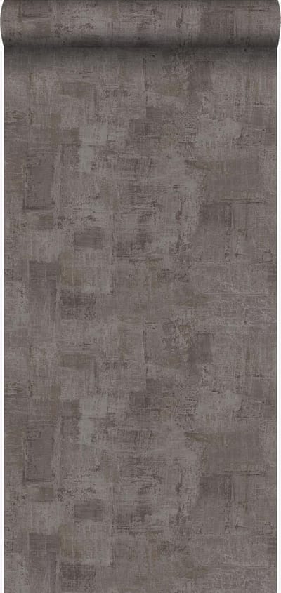 Origin Wallcoverings behang schilderachtige structuur donker taupe - 53 cm x 10.05 m - 347386