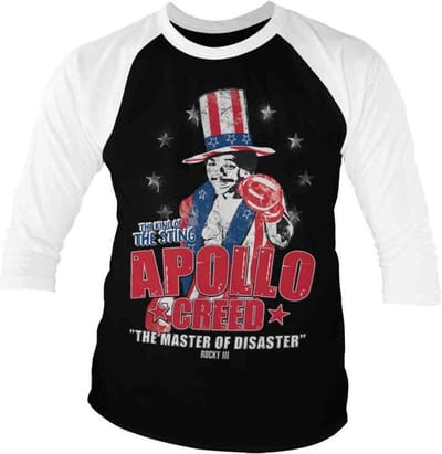 Rocky Raglan top -S- Apollo Creed Zwart/Wit