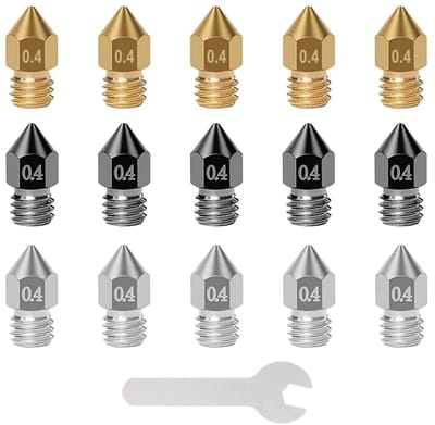 Dailygoods- Sproeiers Set 15 Stuks - Gehard Staal/Messing/Roestvrij Staal - Spuitmonden - Moersleutel - Voor 3D-printer - Spuitmond