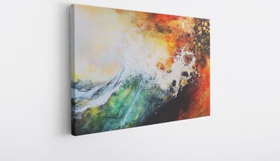 Saammp Canvas Schilderij - Contrasterende kleuren - Groen - Abstract kunstwerk - 30x20 - Foto op canvas - Wanddecoratie - Muurdecoratie Woonkamer - Slaapkamer decoratie - Canvas Print
