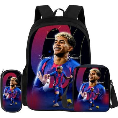 Leer, Reizen School Schoudertas, Etui, Sport Rugzak L-Lamin Yamal Kinderen 3-delige Set Rugzak Voetbalster Rugzak Cadeau