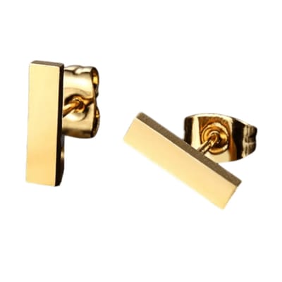 Aramat Jewels | Oorbellen | Stalen Bar Oorbellen 10x2mm – Tijdloos en Stijlvol | Goudkleur | |2mm | Staal | Kinderen, Volwassenen | Verkleurd niet