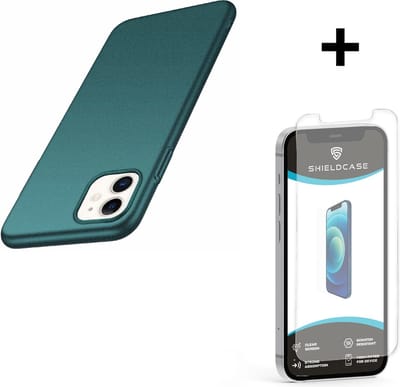 Shieldcase Ultra thin case geschikt voor Apple iPhone 12 / 12 Pro - 6.1 inch - dun telefoonhoesje - optimale bescherming - backcover - groen + glazen Screen Protector