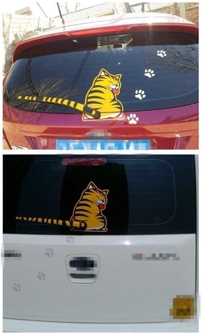 SnelShoppen - SwirlColor Autowisser Sticker Kat Staart Sticker Raam Wisser Cartoon Sticker Grappige Reflecterende Auto Achterwisser Decoratie (1 Pack)