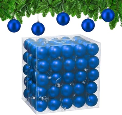 kerstballen set van 100 - Ø 6 cm - mat - kunststof - blauw