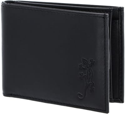 oxmox Leren portemonnee Leather Pocketbörse Lizard Embossed Black zwart