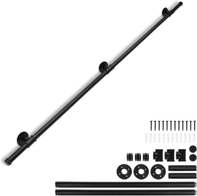 Zwarte Metalen Trapleuning 200 cm Antislip Wandgreep voor Binnen en Buiten