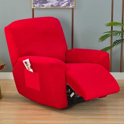Housse de fauteuil à oreilles en velours pelucheux très extensible pour fauteuils à oreilles, housse de protection lavable pour fauteuil red