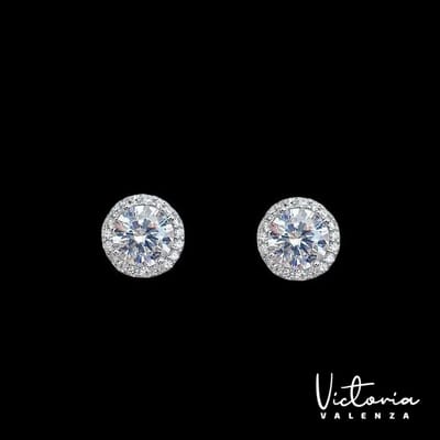 Victoria Valenza oorbellen - 925 Sterling Zilveren Entourage met Zirkonia - Zilverkleurig