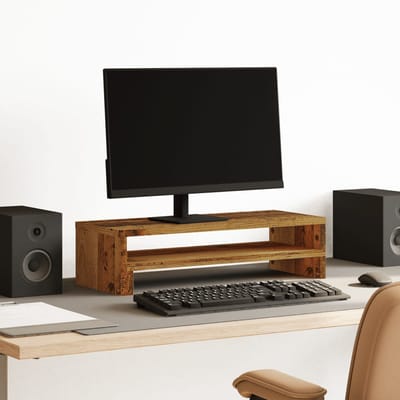 vidaXL - Monitorstandaard - 54x22x15 - cm - bewerkt - hout - oud - houtkleurig