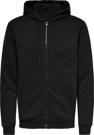 ONLY and SONS Vest met capuchon - Sceres Life Zip Thr. Hoodie - S tot XXL - voor Mannen - zwart