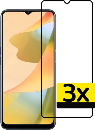 Screenprotector - Geschikt voor OPPO A16s - 3 Stuks - Full Cover - Beschermglas - Gehard Glas - Tempered Glass - Screen Protector