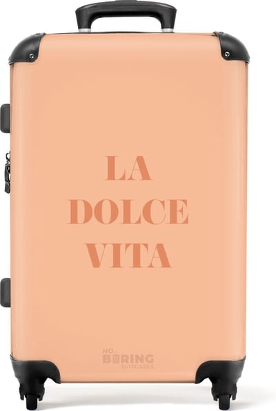 NoBoringSuitcases.com® - Koffer groot - Rolkoffer lichtgewicht - De quote 'la dolce vita' in pastel kleuren - Reiskoffer met 4 wielen - Grote trolley XL - 20 kg bagage
