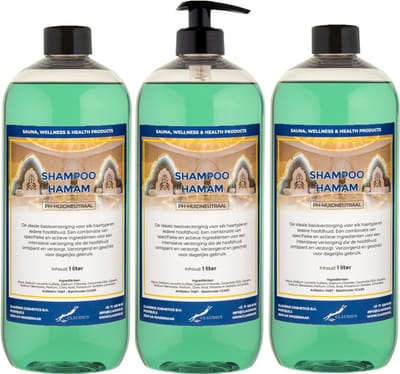 Shampoo Hamam 1 liter met zwarte pomp - set van 3 stuks - voordeelverpakking - haarverzorging