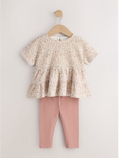 Next - Meisjes - Set van legging en peplumtop - Crème