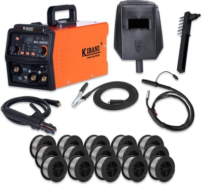 Kibani Lasapparaat MIG-300PRO - Incl. 15 Rollen Lasdraad - IGBT-Inverter-Technologie - Semi-Automatische Omvormer - Lasapparaat Elektrisch - MIG - MMA - TIG