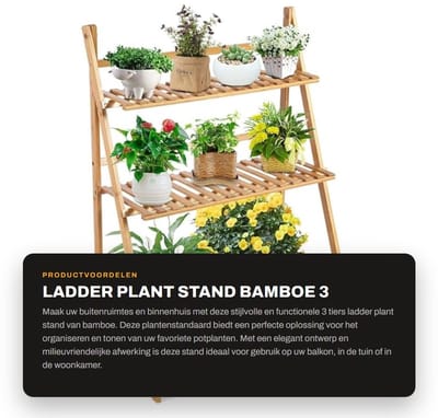 Dailygoods- Bloemenstandaard 3 Laags - Opvouwbaar - Houten Plantenrek - Stabiel en Duurzaam - Geschikt voor Binnen/Buiten - Milieuvriendelijk Coating - Plantenstandaard