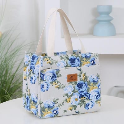 Sac fourre-tout épais de grande capacité, sac à lunch isolé, sac à déjeuner en toile pour camping en plein air, sac à main pour l'école, le travail, les voyages, les pique-niques gray