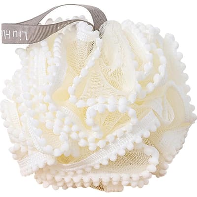 Zachte Mesh Bad Spons Ballen Huidreinigingsborstel Douche Puff Lichaamsreiniger Exfoliërende Scrubbers Badbloem Badaccessoires white