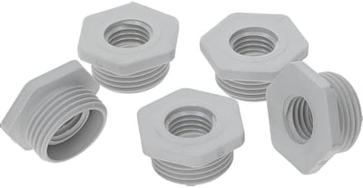 5 stuks Kalitec G6201200 verloopstukken M20/M12 kunststof lichtgrijs | Verloopstuk kabelwartel zeskant | M12 binnendraad | M20 buitendraad | IP68