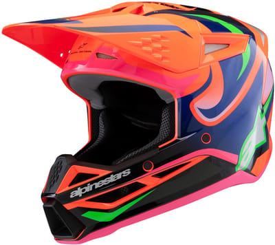 Alpinestars S-M3 Youth Deegan Oranje Fluo Paars Roze Fluo Offroad Helm - Helm