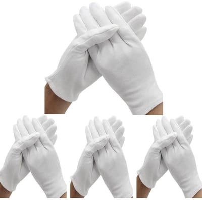 TOVBMUP Witte katoenen handschoenen – 12 paar – Geschikt voor droge handen, hydratatie, make-up, eczeem, spa- en muntsieradeninspectie, serveerhandschoenen