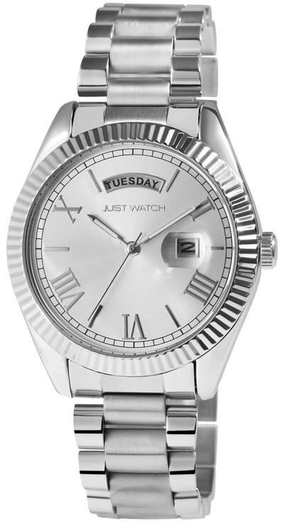 JUST WATCH Herenhorloge roestvrij staal Luka, datumweergave