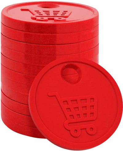 Neutrale winkelwagenmunten € 0,50 formaat - sterk kunststof - 100 stuks - Rood
