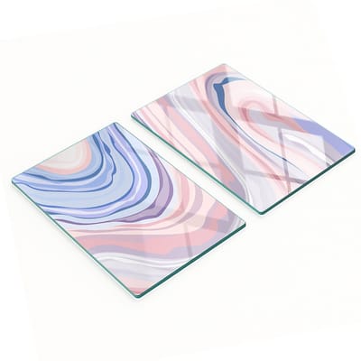 Decoratieve snijplanken van gehard glas met abstract golfmotief, 2x40x52 cm